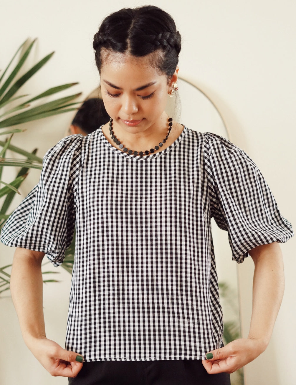 T-shirt Mangas Bufantes Vichy